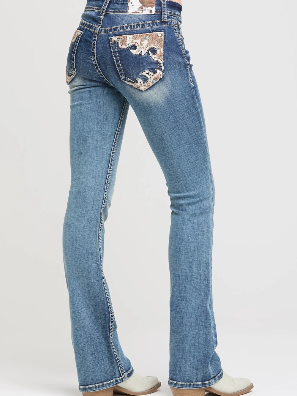 Grace in la Women's Bootcut Jeans with Embroidered Pocket - Picture 2 of 4
